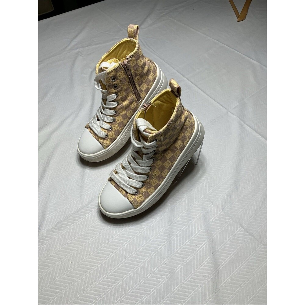 Art Class Girls Smiley Face Checkerboard Hi Top sneakers With Zipper Size 2